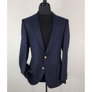Vintage Johnny Carson Blazer Mens 40R Navy Wool Blend Gold Button Sport Coat USA